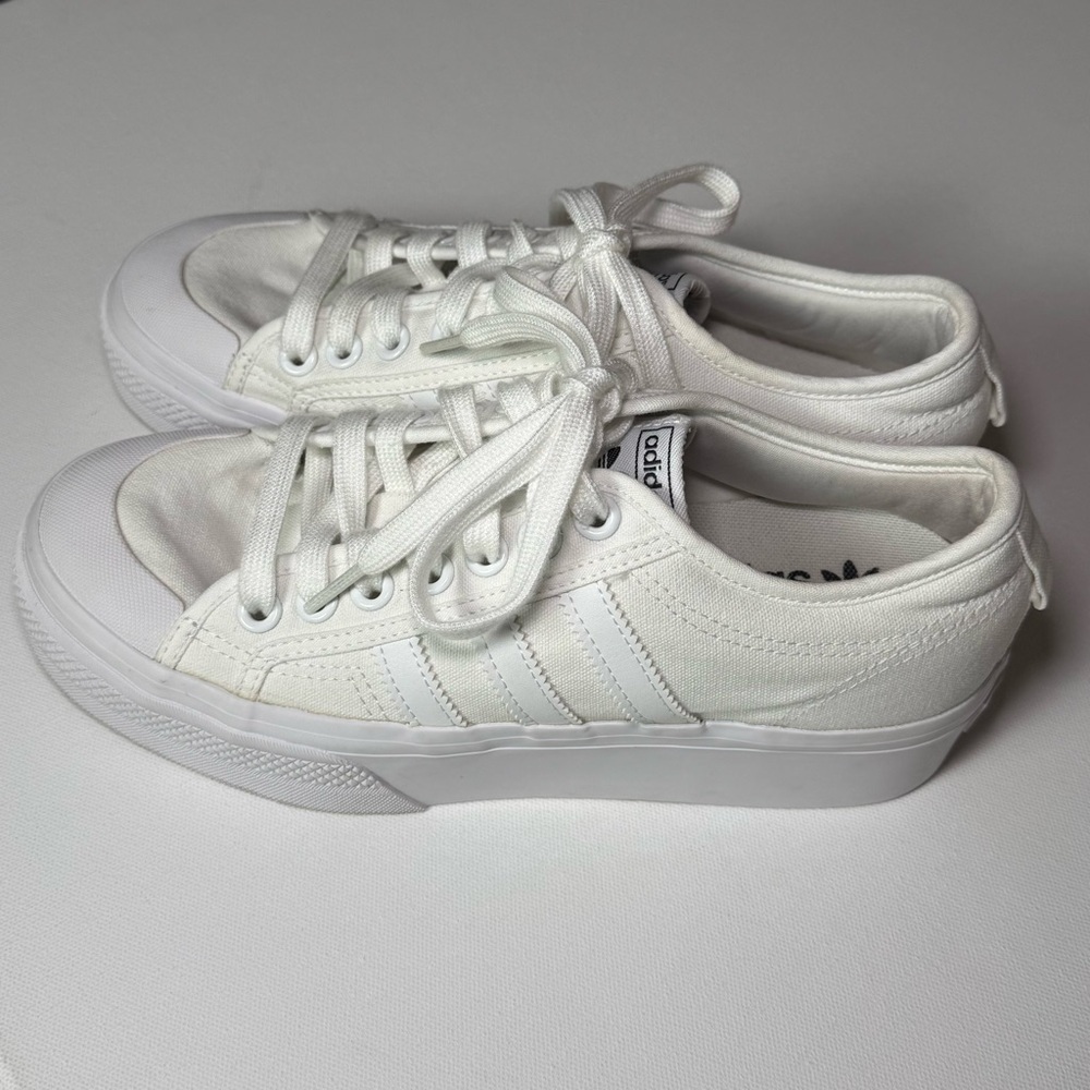 adidas Nizza Platform Sneakers – Triple White – Women’s US 9 - Picture 3 of 9